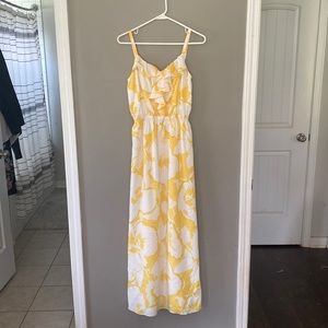 Loft Yellow Floral Maxi Dress. Size 2